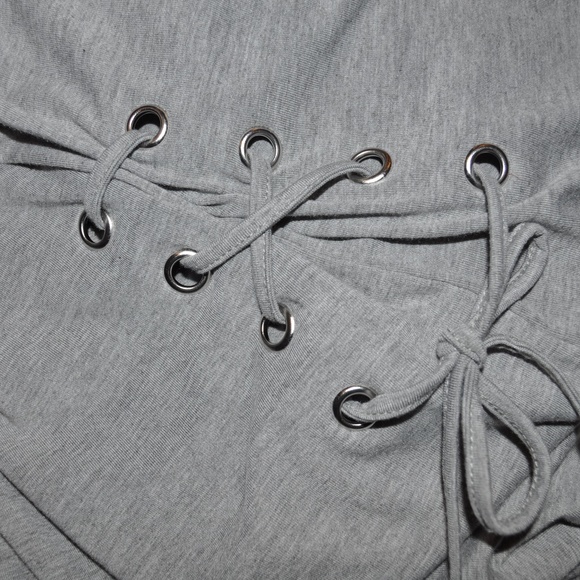 New AVA & VIV Gray Lace-Up Sides T-Shirt Dress F2 - Picture 6 of 8